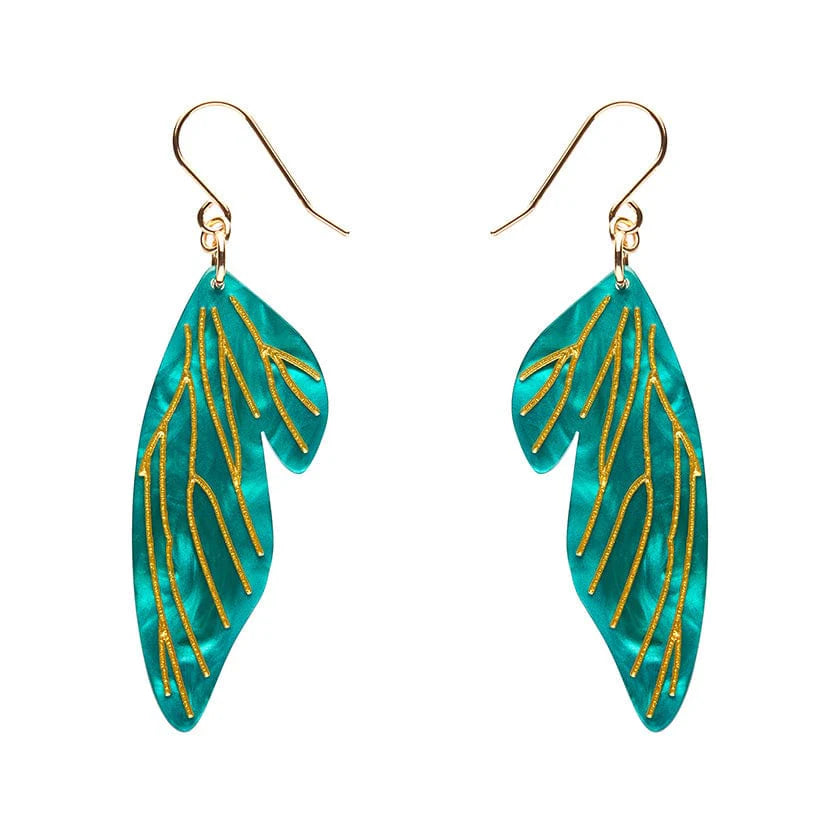 Fairy Wings Drop Earrings - Mint